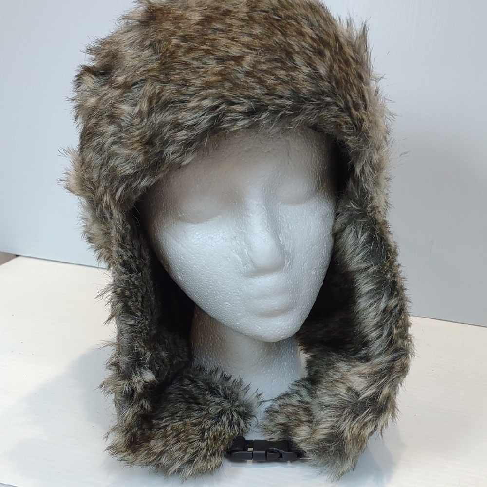 Outdoor Life Black Plaid Faux Fur Trapper Bomber Winter Hat S/M NWT - Picture 2 of 16
